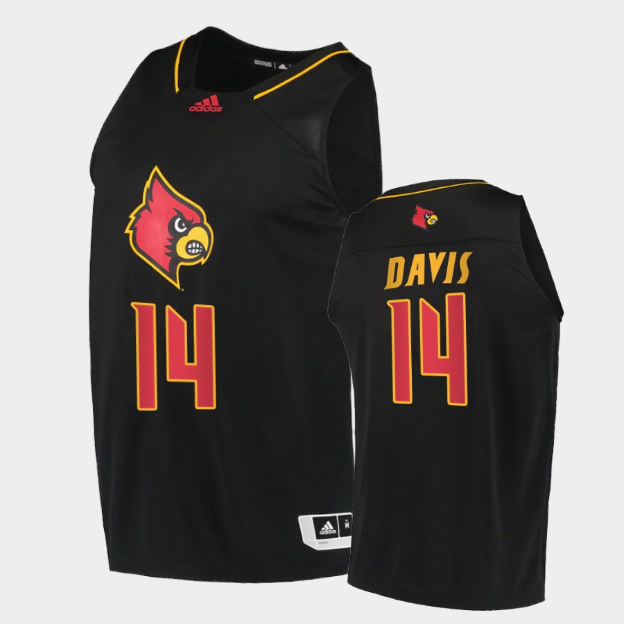 Men's Louisville Cardinals #14 Dre Davis Adidas 2021 Black Alternate College Basketball Jersey
