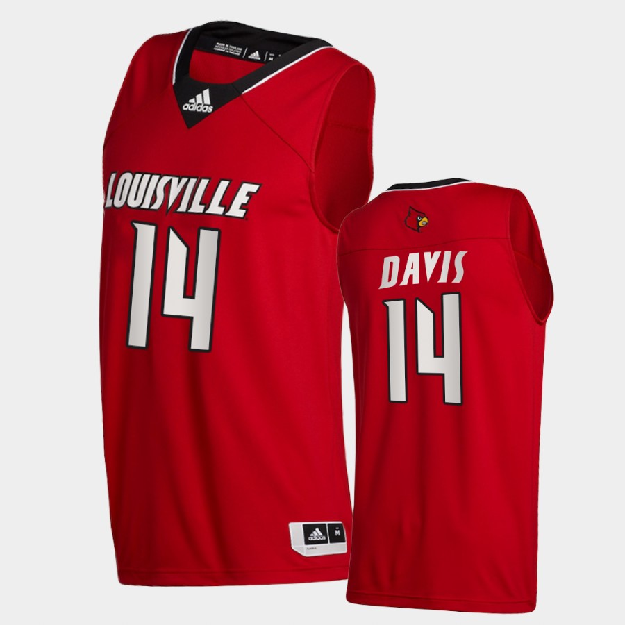 Men's Louisville Cardinals #14 Dre DavisAdidas 2020 Red Basketball Jersey