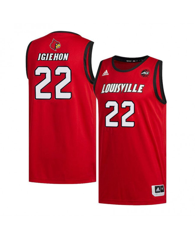 Men's Louisville Cardinals #22 Aidan Igiehon Adidas  2019-20 Retro Red Basketball Jersey