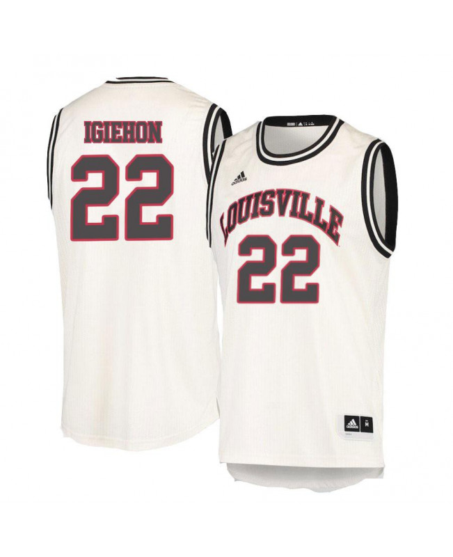 Men's Louisville Cardinals #22 Aidan Igiehon Adidas White Round Neck Retro Basketball Jersey