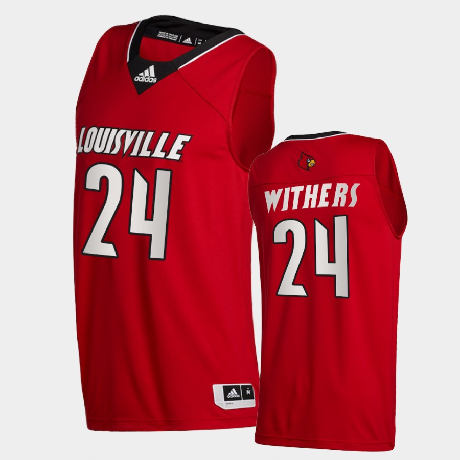 Men's Louisville Cardinals #24 Jae'Lyn Withers Adidas 2020 Red Basketball Jersey