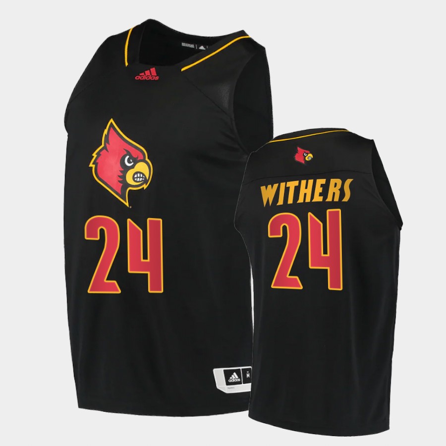 Men's Louisville Cardinals #24 Jae'Lyn Withers Adidas 2021 Black Alternate College Basketball Jersey