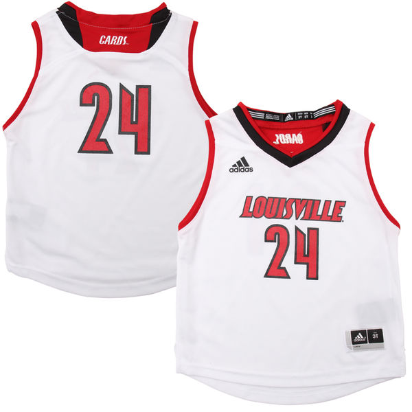 Men's Louisville Cardinals #24 White Basketball Jersey