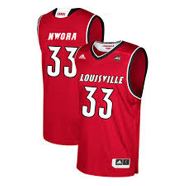 Men's Louisville Cardinals #33 Jordan Nwora Adidas Red Throwback Style Basketball Jersey