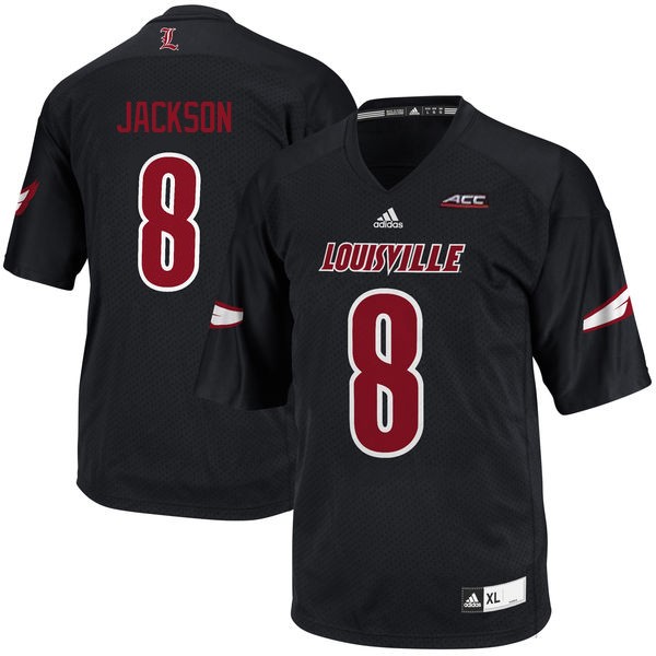 Men's Louisville Cardinals #8 Lamar Jackson Black Football Jersey