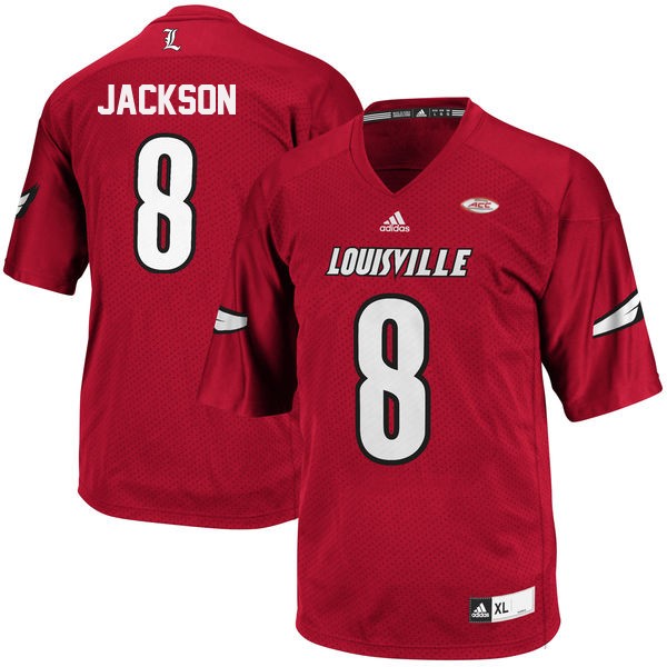 Men's Louisville Cardinals #8 Lamar Jackson Red Football Jersey