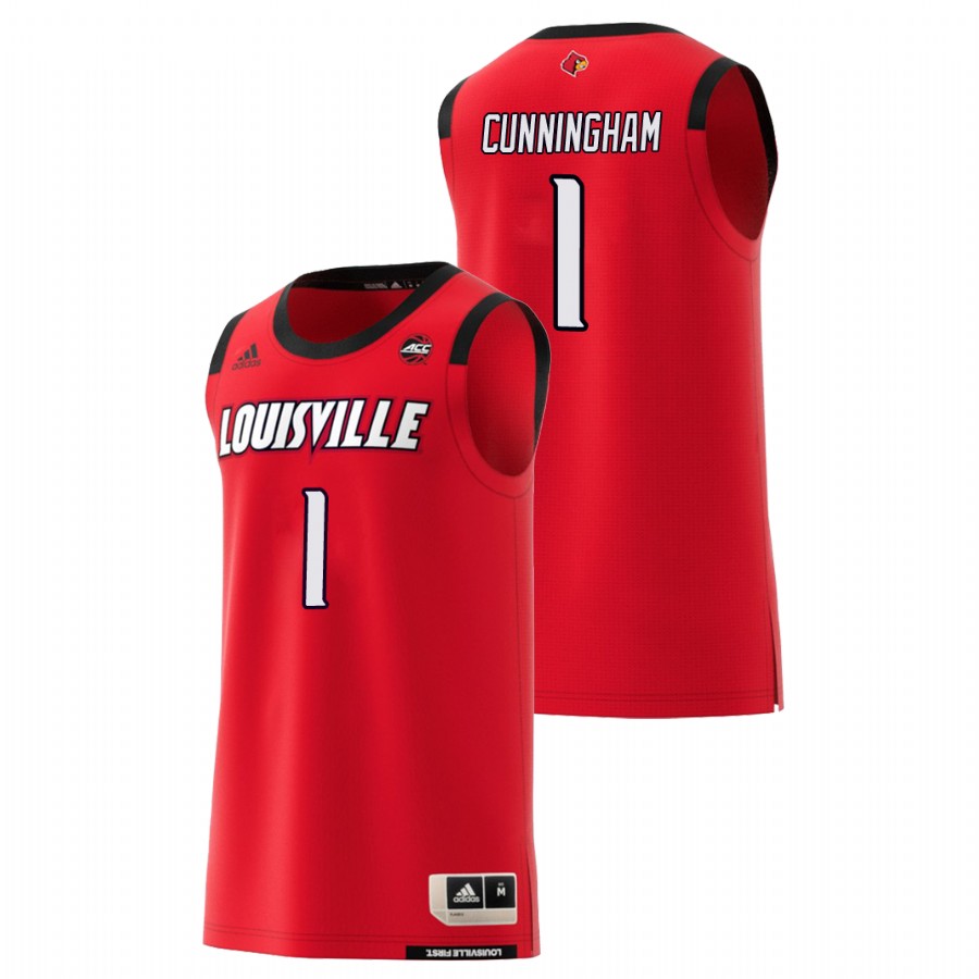 Men's Louisville Cardinals Red Christen Cunningham College Basketball Jersey