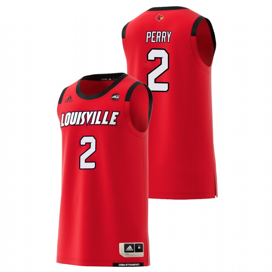 Men's Louisville Cardinals Red Darius Perry College Basketball Jersey