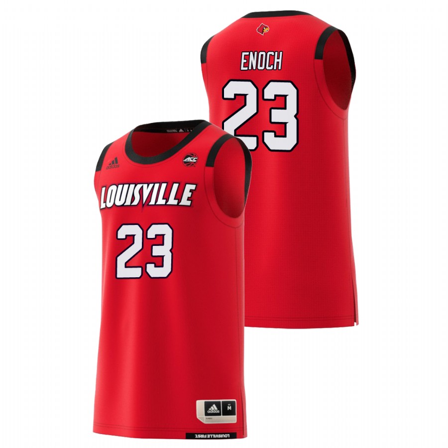 Men's Louisville Cardinals Red Steven Enoch College Basketball Jersey