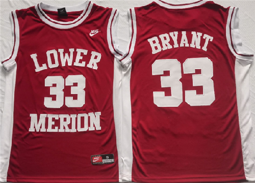 Men's Lower Merion #33 Kobe Bryant Red Stitched Jersey
