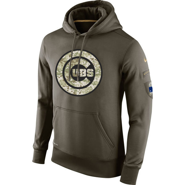 Men's MLB Chicago Cubs Nike Olive Salute To Service KO Performance Hoodie