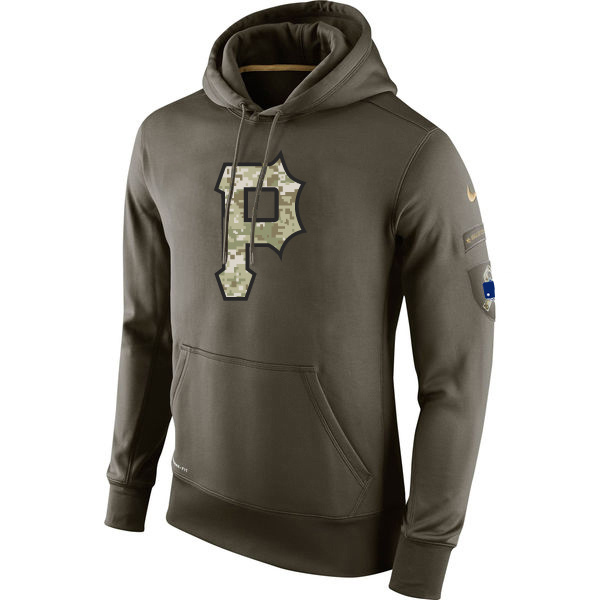 Men's MLB Pittsburgh Pirates Nike Olive Salute To Service KO Performance Hoodie