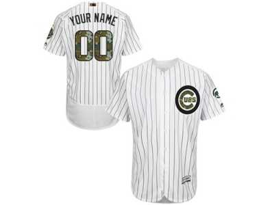 Men's Majestic Chicago Cubs Customized Authentic White 2016 Memorial Day Fashion Flex Base MLB Jersey
