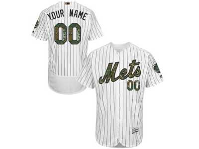 Men's Majestic New York Mets Customized Authentic White 2016 Memorial Day Fashion Flex Base MLB Jersey
