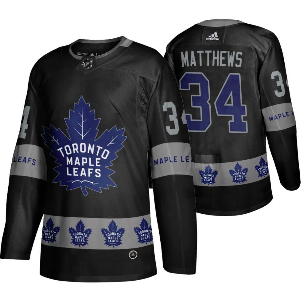 Men's Maple Leafs #34 Auston Matthews Logo sleeve Breakaway Jersey Black