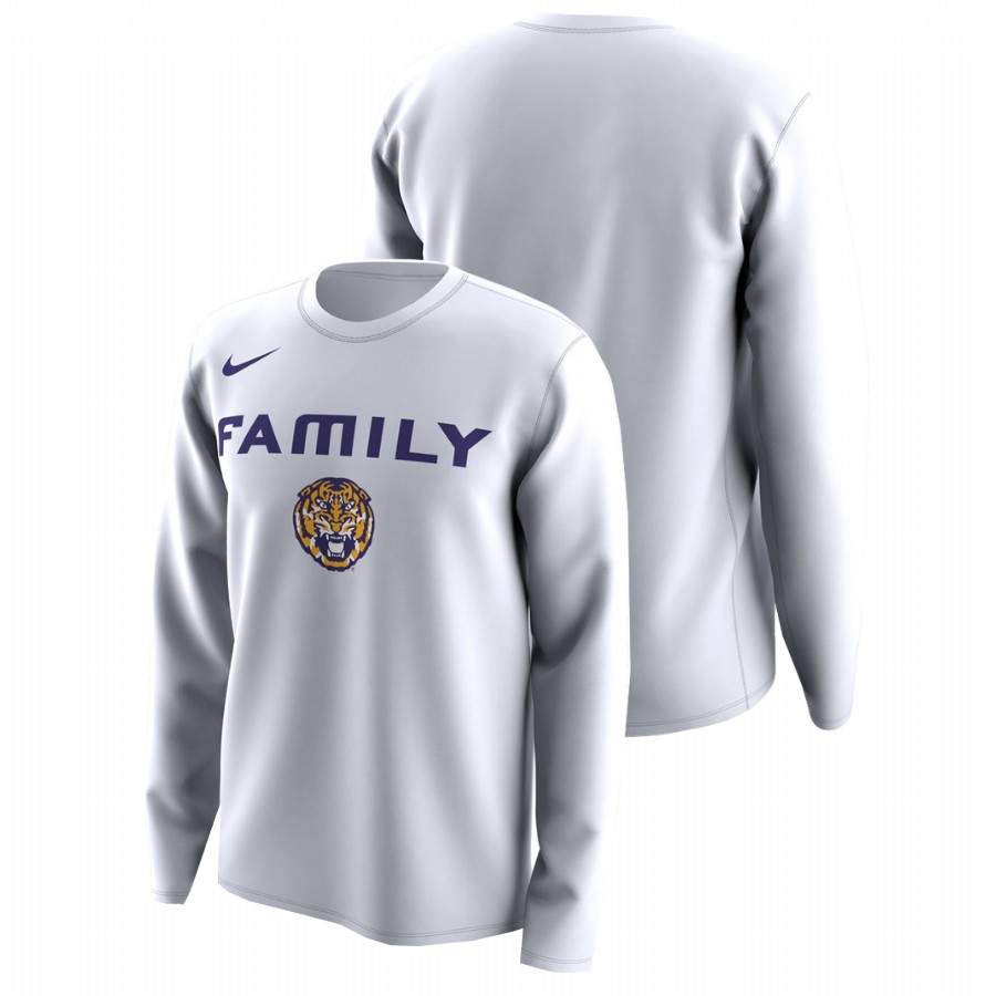Men's March Madness White Legend Basketball Long Sleeve Family on Court LSU Tigers T-Shirt