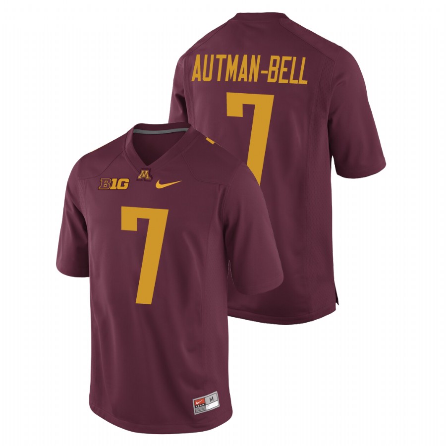 Men's Maroon Minnesota Golden Gophers Chris Autman-Bell Replica College Football Jersey