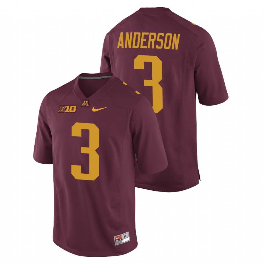 Men's Maroon Minnesota Golden Gophers MJ Anderson Replica College Football Jersey
