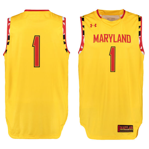 Men's Maryland Terrapins #1 Yellow Basketball Jersey Men's Jersey Maryland Terrapins #1 Yellow Basketball Jersey