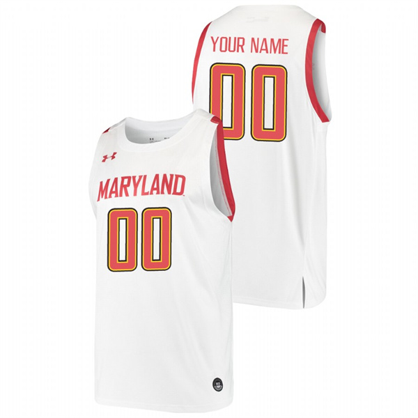 Men's Maryland Terrapins Custom 2019-20 College Basketball Jersey White Men's Jersey Men's Maryland Terrapins 2019-20 Custom College Basketball White Jersey
