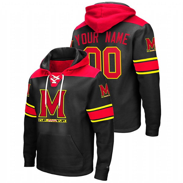 Men's Maryland Terrapins Custom Black 2.0 Lace-Up Pullover Hoodie Men's Hoodie Men's Maryland Terrapins Custom 2.0 Lace-Up Black Hoodie