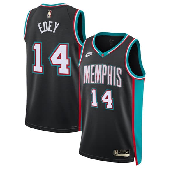 Men's Memphis Grizzlies #14 Zach Edey Black 2025 Classic Edition Stitched Basketball Jersey