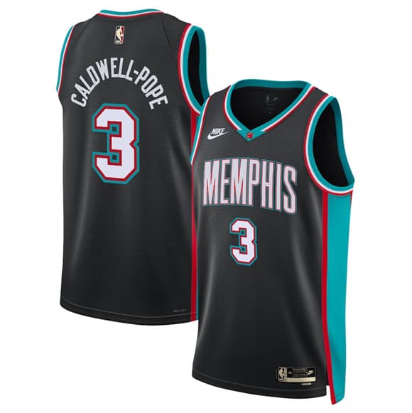 Men's Memphis Grizzlies #3 Kentavious Caldwell-Pope Black 2025 Classic Edition Stitched Basketball Jersey