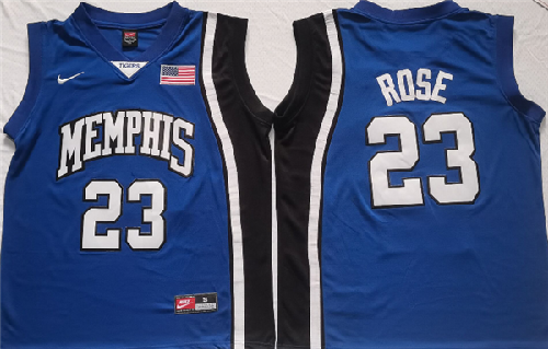Men's Memphis Tigers #23 Derrick Rose Blue Stitched Jersey