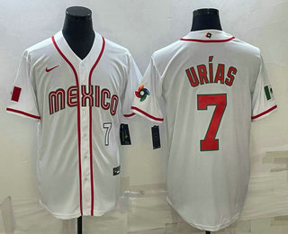 Men's Mexico Baseball #7 Julio Urias Number 2023 White World Baseball Classic Stitched Jerse
