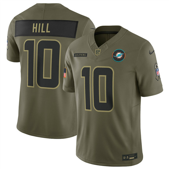 Men's Miami Dolphins #10 Tyreek Hill Olive 2025 F.U.S.E. Salute to Service Limited Football Stitched Jersey