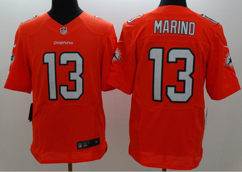 Men's Miami Dolphins #13 Dan Marino 2013 Orange Nike Elite Jersey