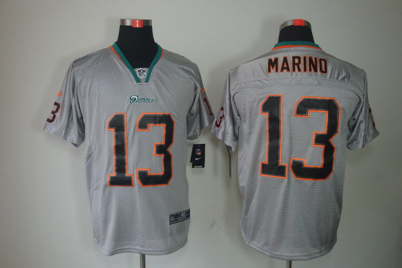 Men's Miami Dolphins #13 Dan Marino Jersey Nike Elite Lights Out Gray