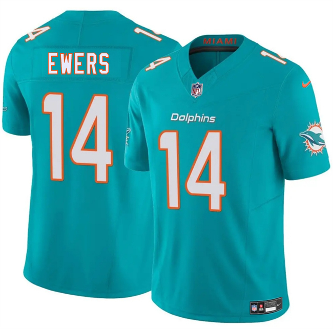 Men's Miami Dolphins #14 Quinn Ewers Aqua 2025 Draft F.U.S.E. Vapor Limited Football Stitched Jersey