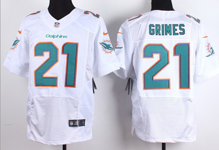 Men's Miami Dolphins #21 Brent Grimes Nike White Elite Jersey