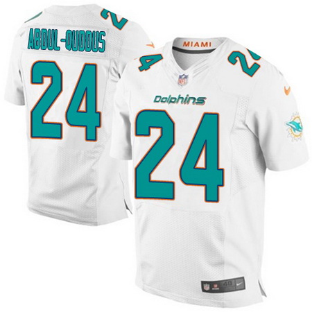 Men's Miami Dolphins #24 Isa Abdul-Quddus White Road Nike Elite Jersey