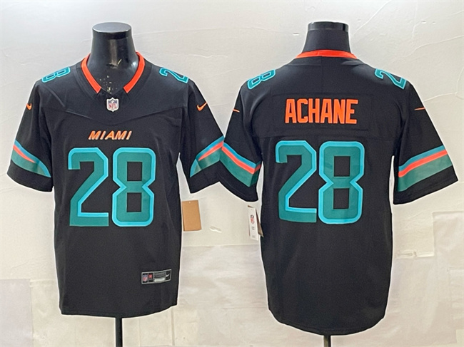 Men's Miami Dolphins #28 Dea??Von Achane Black 2025 F.U.S.E. a??Rivalriesa?? Vapor Limited Stitched Football Jersey