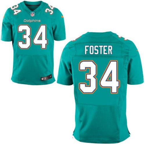 Men's Miami Dolphins #34 Arian Foster Aqua Green Team Color Nike Elite Stitched NFL Jersey