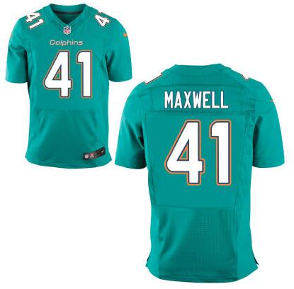 Men's Miami Dolphins #41 Byron Maxwell Aqua Green Team Color NFL Nike Elite Jersey