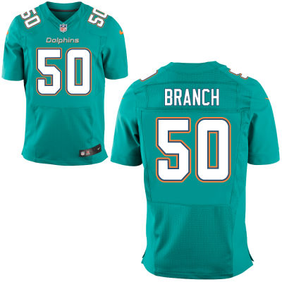 Men's Miami Dolphins #50 Andre Branch Aqua Green Team Color NFL Nike Elite Jersey
