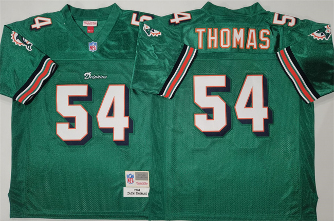 Men's Miami Dolphins #54 Zach Thomas Aqua Throwback Stitched Football Jersey
