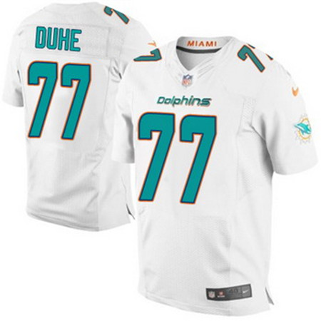 Men's Miami Dolphins #77 Adam Joseph Duhe White Road NFL Nike Elite Jersey