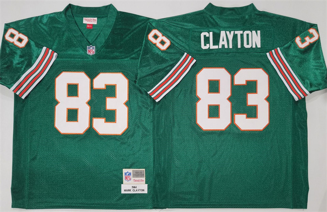 Men's Miami Dolphins #83 Mark Clayton Aqua Throwback Stitched Football Jersey
