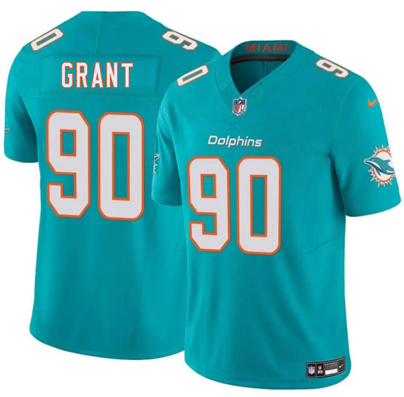 Men's Miami Dolphins #90 Kenneth Grant Aqua 2025 Draft F.U.S.E. Vapor Limited Football Stitched Jersey