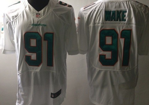 Men's Miami Dolphins #91 Cameron Wake White Nike Elite Jersey 2013 New