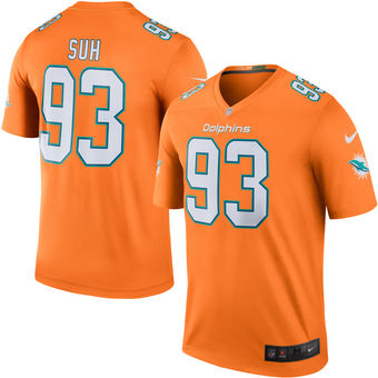 Men's Miami Dolphins #93 Ndamukong Suh Nike Orange Color Rush Legend Jersey