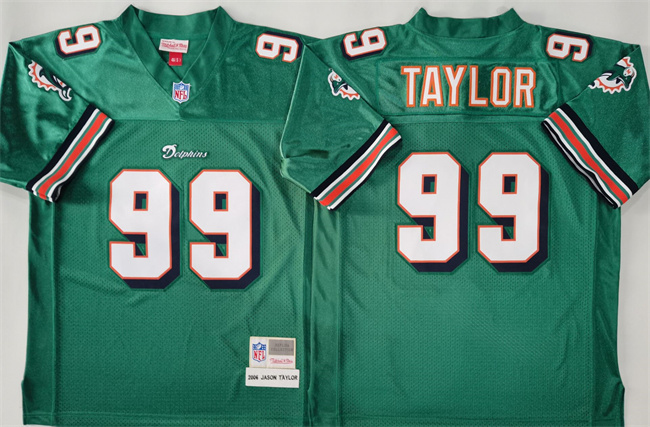 Men's Miami Dolphins #99 Jason Taylor Aqua Throwback Stitched Football Jersey