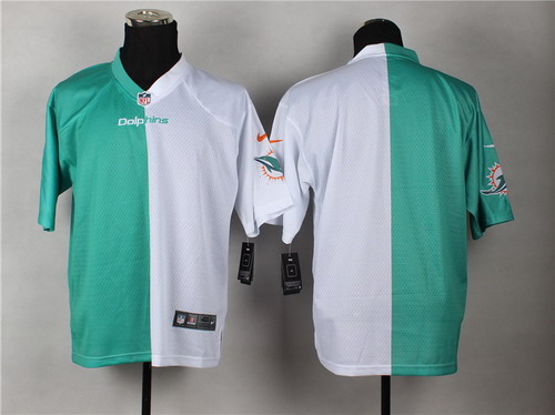 Men's Miami Dolphins Blank Green White Nik Split Elite Jersey