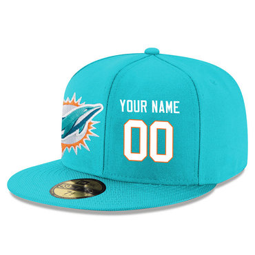Men's Miami Dolphins Green Color Snapback Custom Hat (Stitched any name&number)