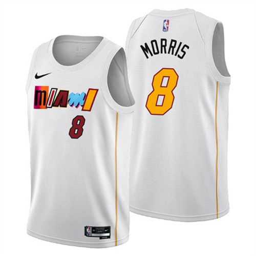 Men's Miami Heat #8 Markieff Morris 2022 23 White City Edition Stitched Jersey