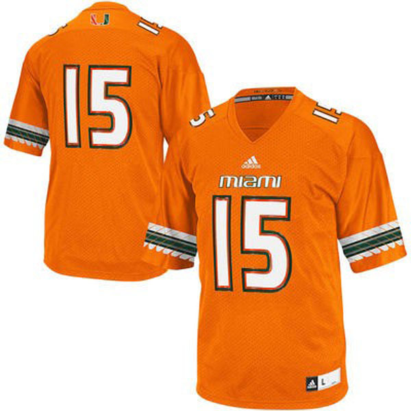 Men's Miami Hurricanes #15 Orange Football Jersey Men's Jersey Miami Hurricanes #15 Orange Football Jersey